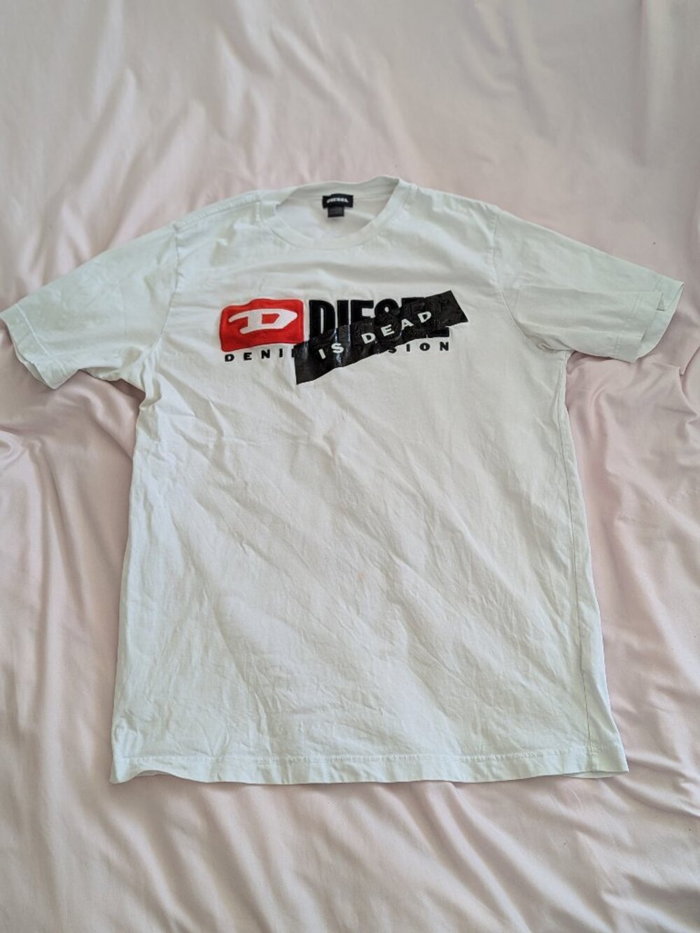 Diesel White Graphic Denim Is Dead Tee S
